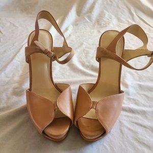 Nine West Mule with ankle strap Tan  Cork Heel